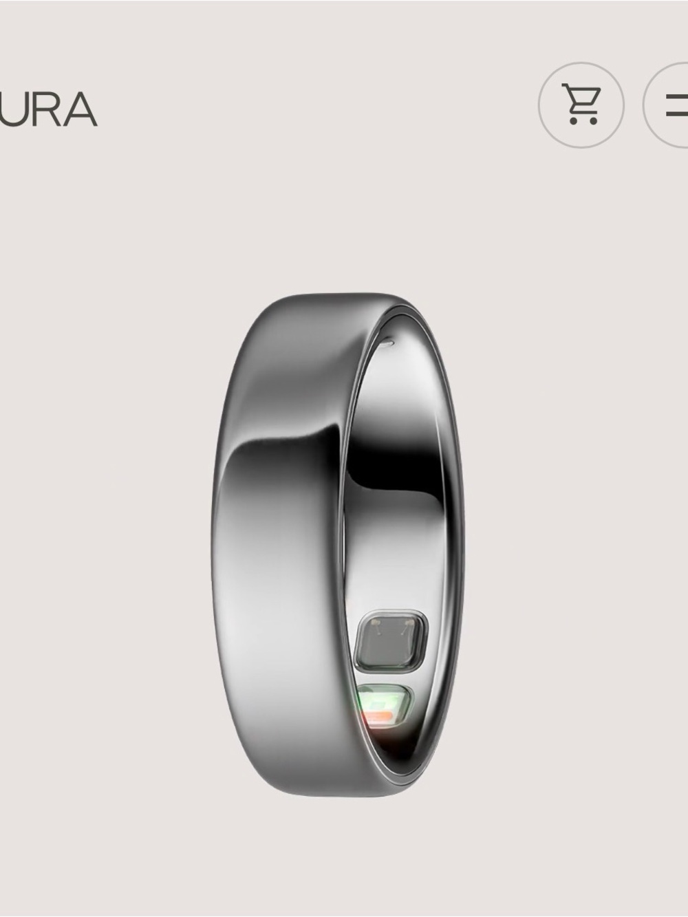 Oura 5 Silver Smart Ring Silver Size 7